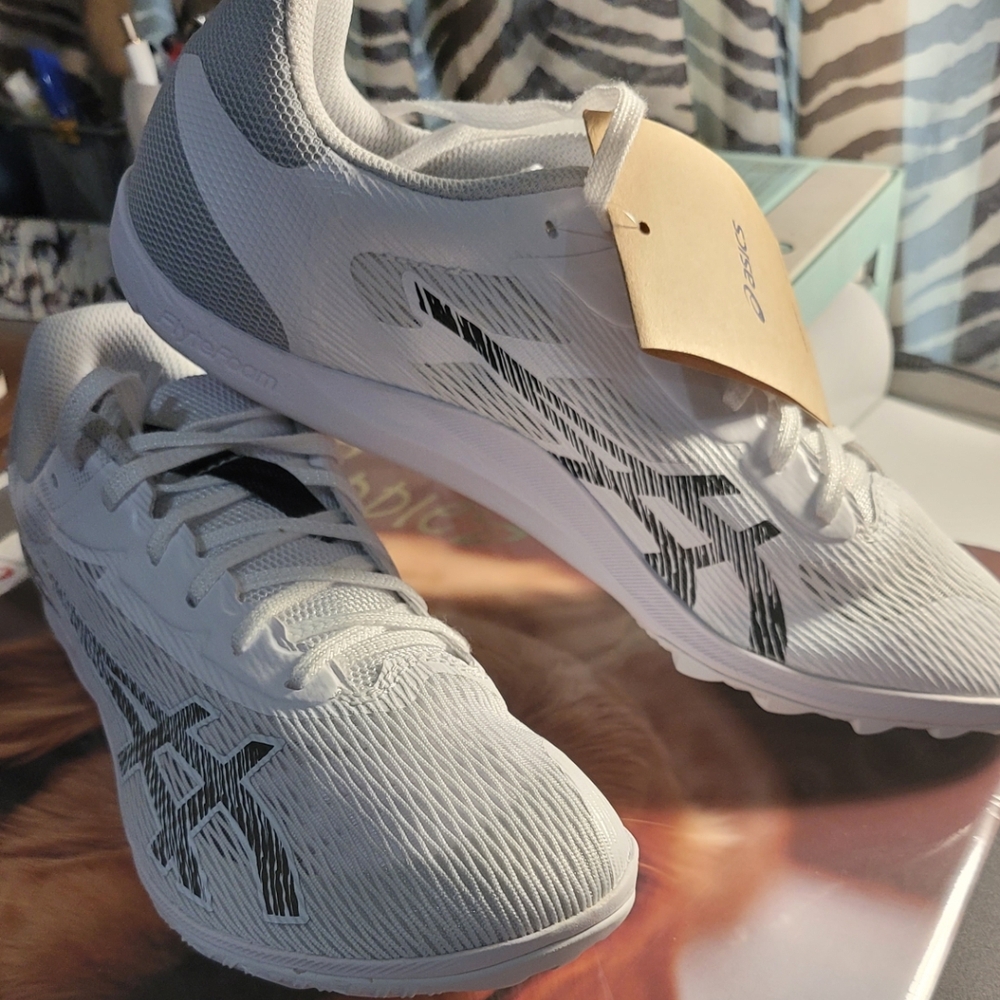 Asics Track White and Black Shoes Breathable Mesh